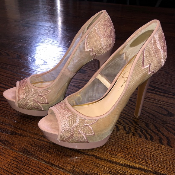 Jessica Simpson Sheer Nude Blush Platform Peep-toe - Picture 2 of 4
